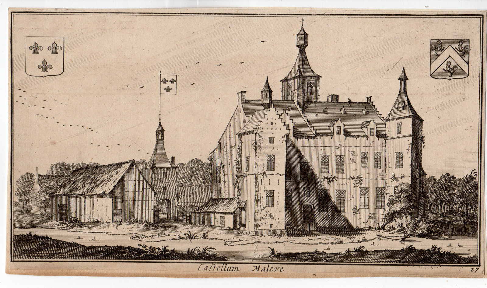 , Antique Print-CASTLE-MALEVE-MALEVES-PERWIJS-WALLOON-Harrewijn-le Roy-c. 1700, Pictura Antique Prints