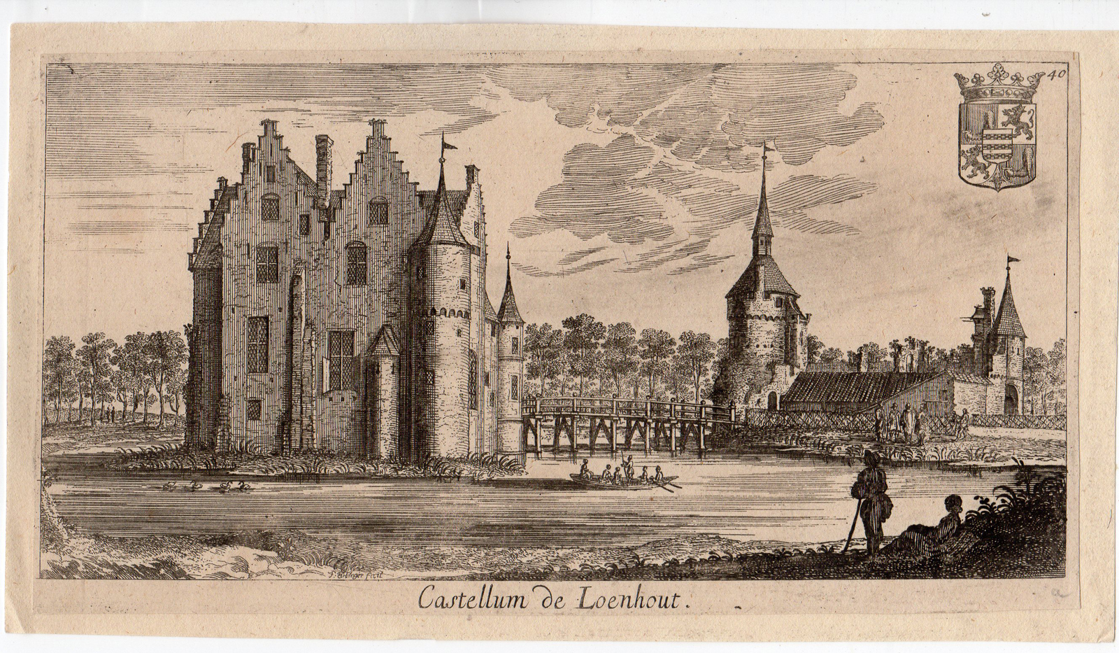 , Antique Print-CASTLE-LOENHOUT-WUUSTWEZEL-CASTELLUM-Ertinger-le Roy-c. 1700, Pictura Antique Prints