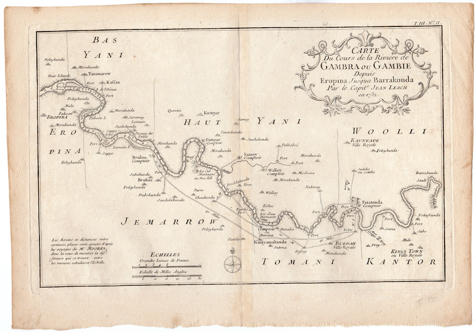 , Antique Map-AFRICA-GAMBIA RIVER-EROPINA-BARRA KUNDA FALLS-Bellin-Prevost-1747, Pictura Antique Prints