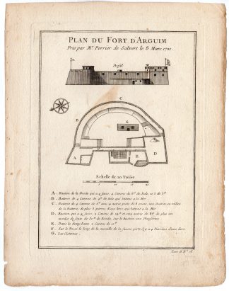 Antique Print-PLAN-AFRICA-FORT D'ARGUIN-ISLAND-MAURITANIA-Bellin-Prevost-1746