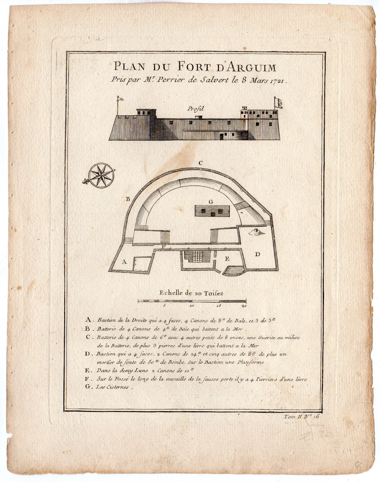 , Antique Print-PLAN-AFRICA-FORT D’ARGUIN-ISLAND-MAURITANIA-Bellin-Prevost-1746, Pictura Antique Prints