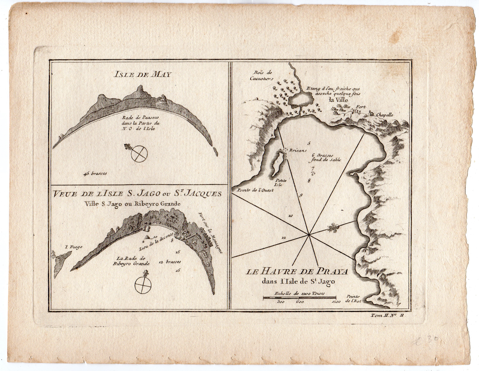 , Antique Map-AFRICA-ISLAND OF MAIO-PRAIA-SANTIAGO-ST. JAGO-Bellin-Prevost-1746, Pictura Antique Prints