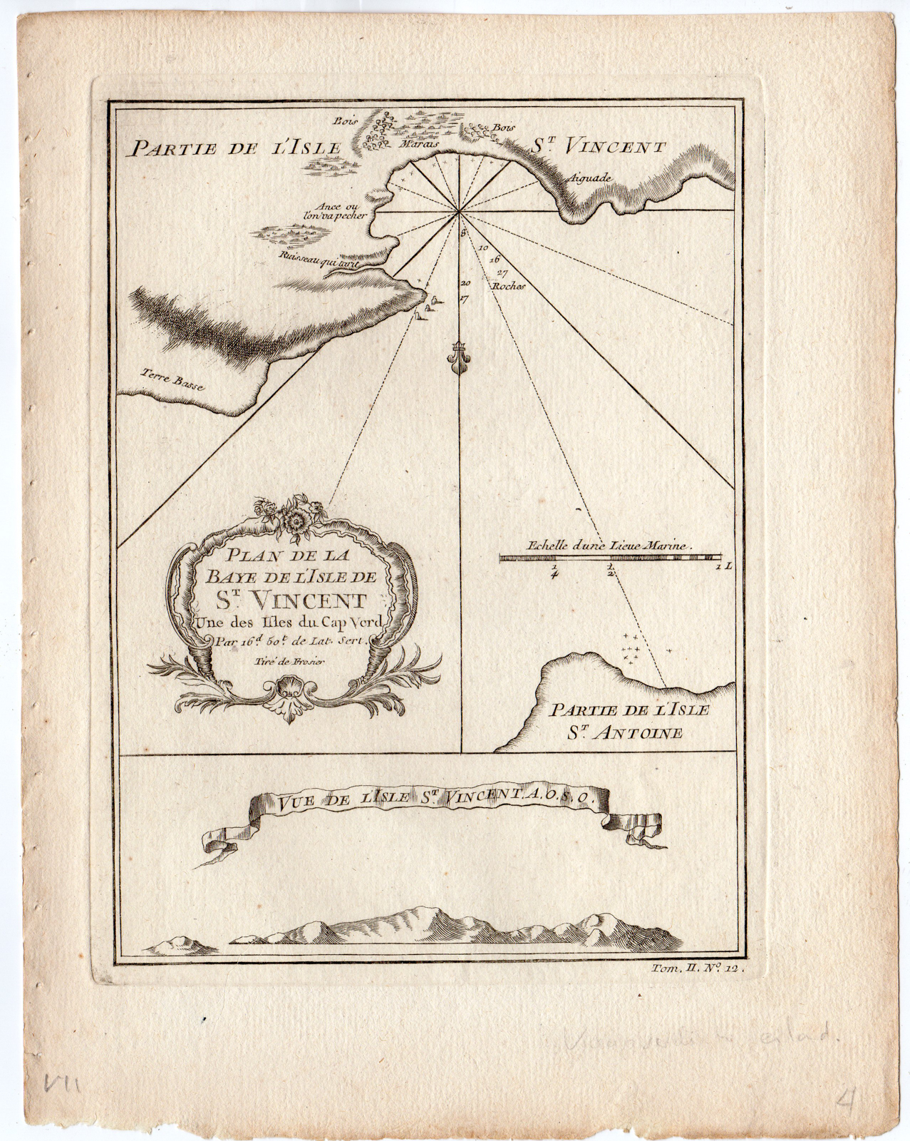 , Antique Map-PORTO GRAND BAY-SAO VINCENTE-CAPE VERDE ISLANDS-Bellin-Prevost-1746, Pictura Antique Prints