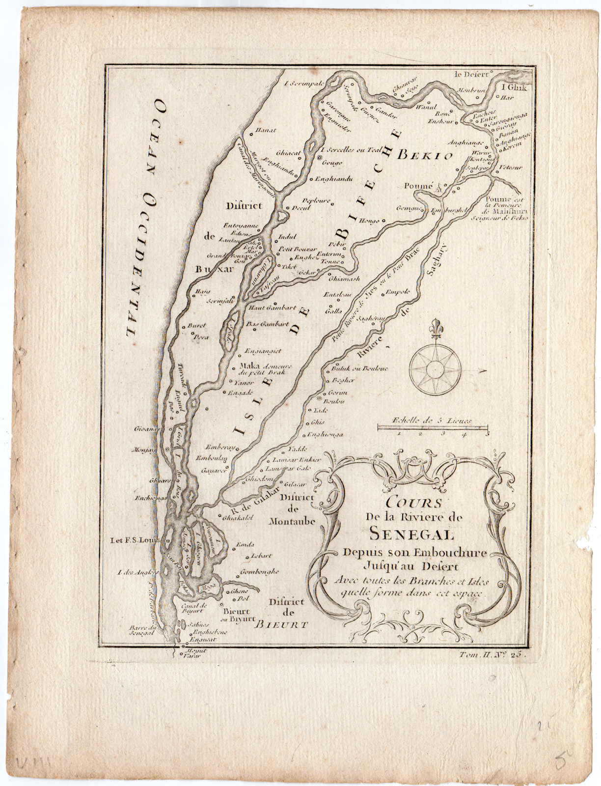 , Antique Map-AFRICA-SENEGAL RIVER-COURSE-Bellin-Prevost-1746, Pictura Antique Prints