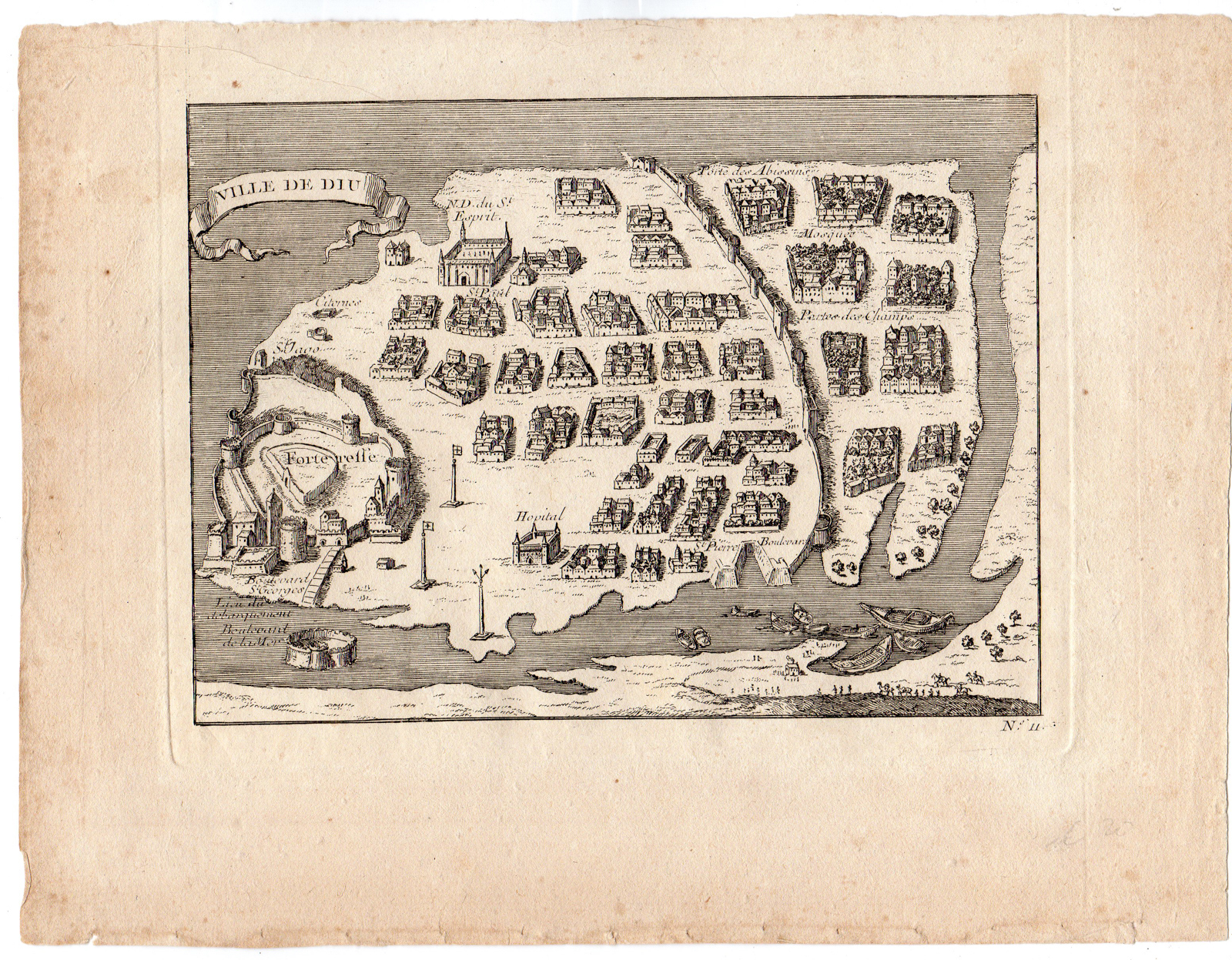 , Antique Map-DIU-INDIA-GUJARATI COAST-PORTUGESE COLONY-Bellin-Prevost-1746, Pictura Antique Prints