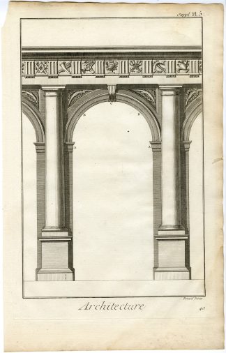 Antique Print-ARCHITECTURE-COLUMN-DORIAN ORDER-ARCH-Benard-Diderot-1751