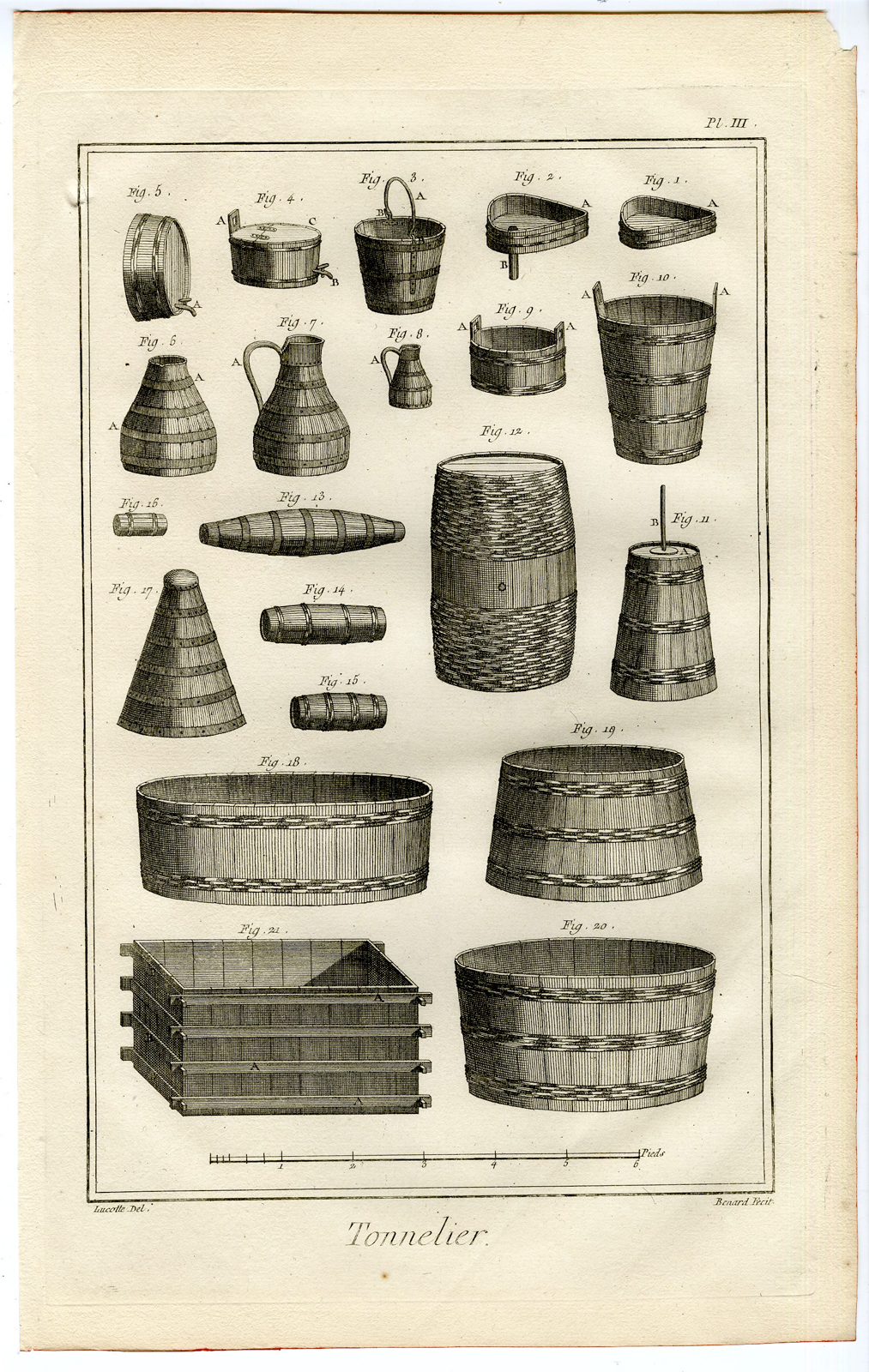 , 8-Antique Prints-TONNELIER-COOPER-COFFIN-BARRELS-Benard-Diderot-1779, Pictura Antique Prints
