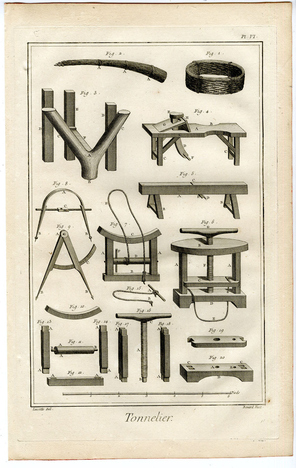 , 8-Antique Prints-TONNELIER-COOPER-COFFIN-BARRELS-Benard-Diderot-1779, Pictura Antique Prints