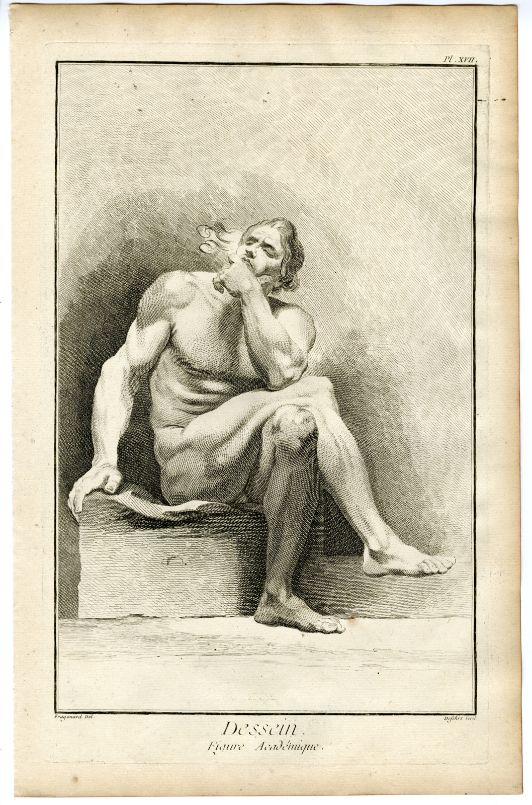 , Antique Print-ART SCHOOL-TEACHING-MODEL-ACADEMIC-Benard-Diderot-1751, Pictura Antique Prints