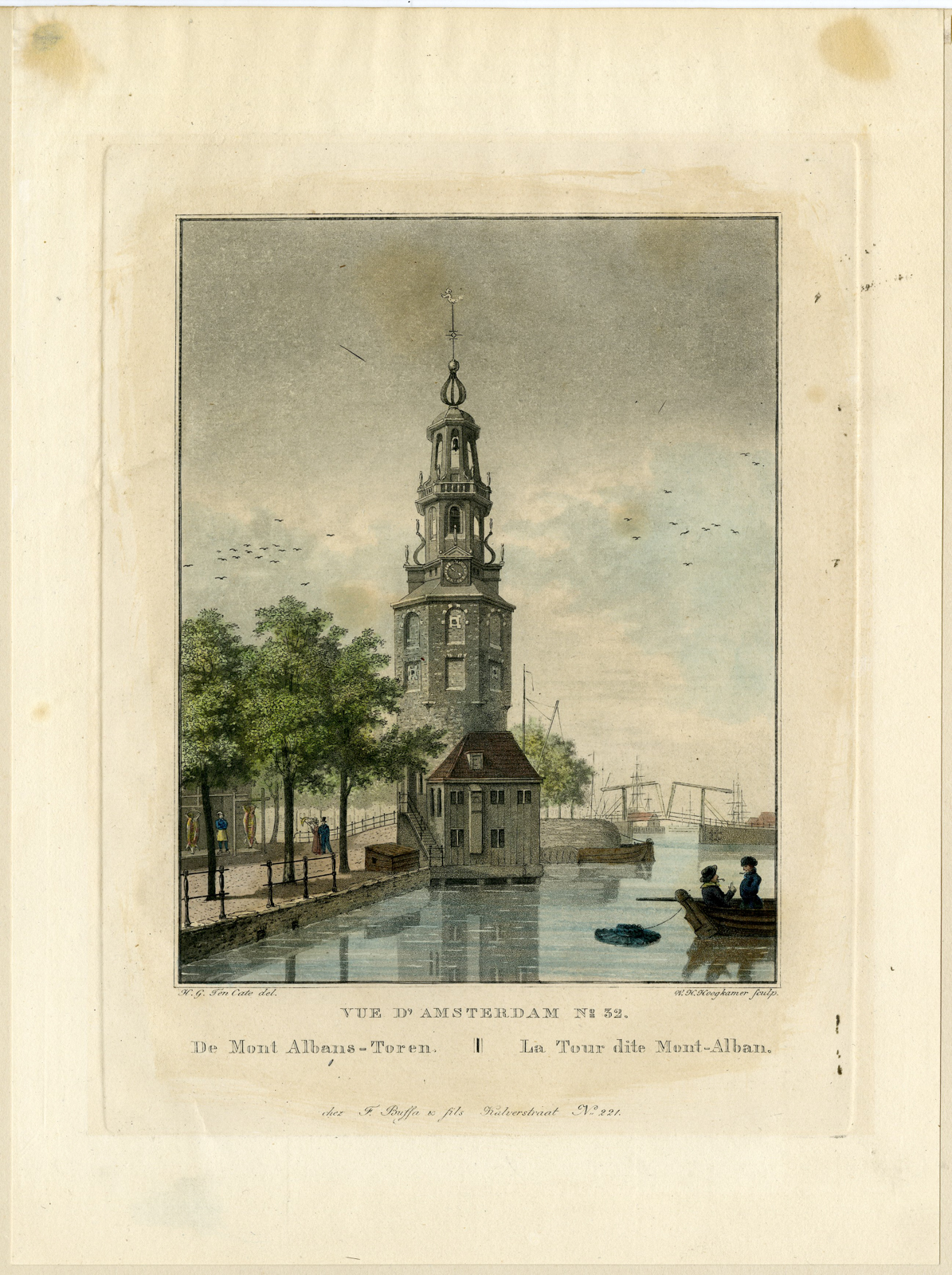 , Rare-Antique Print-MONT ALBANS-TOREN-TOWER-AMSTERDAM-Hoogkamer-Ten Cate-1825, Pictura Antique Prints