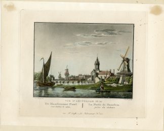 Rare-Antique Print-HAARLEM CITY GATE-VIEW-AMSTERDAM-Lutz-de Kruyf-1825