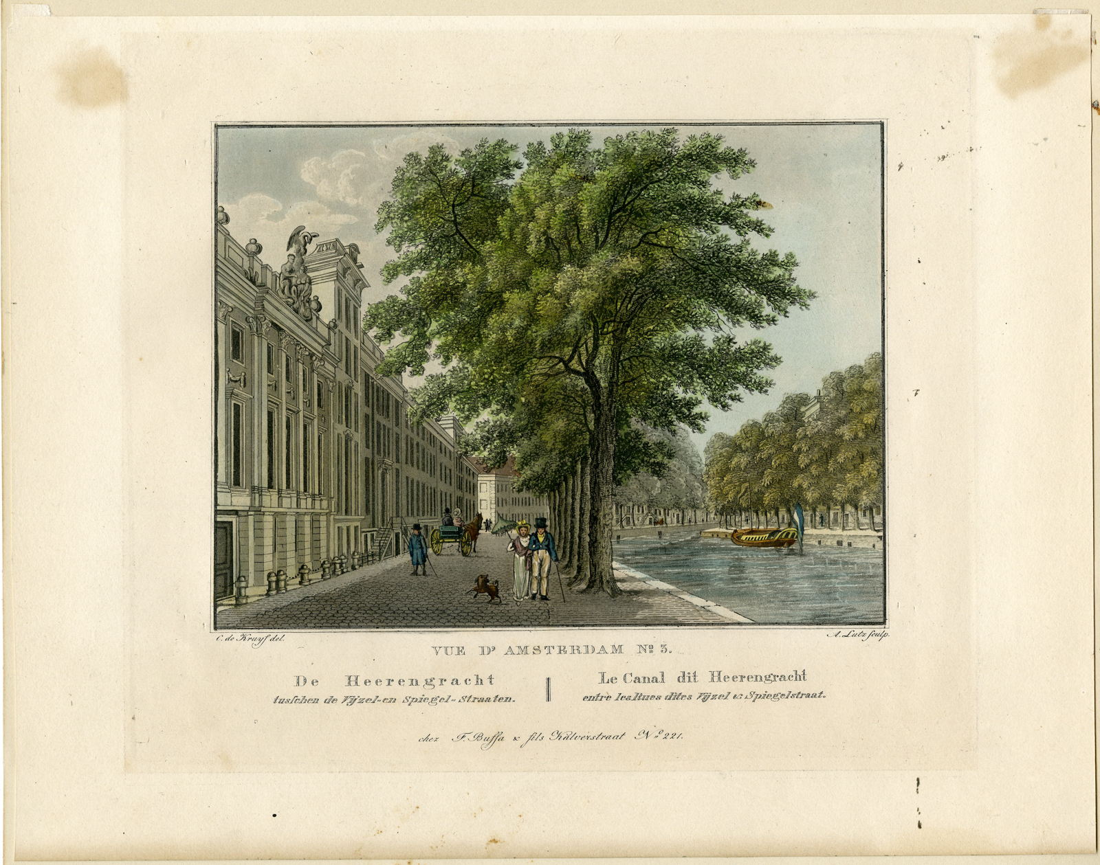 , Rare-Antique Print-HEERENGRACHT-VIEW-AMSTERDAM-Lutz-de Kruyf-1825, Pictura Antique Prints