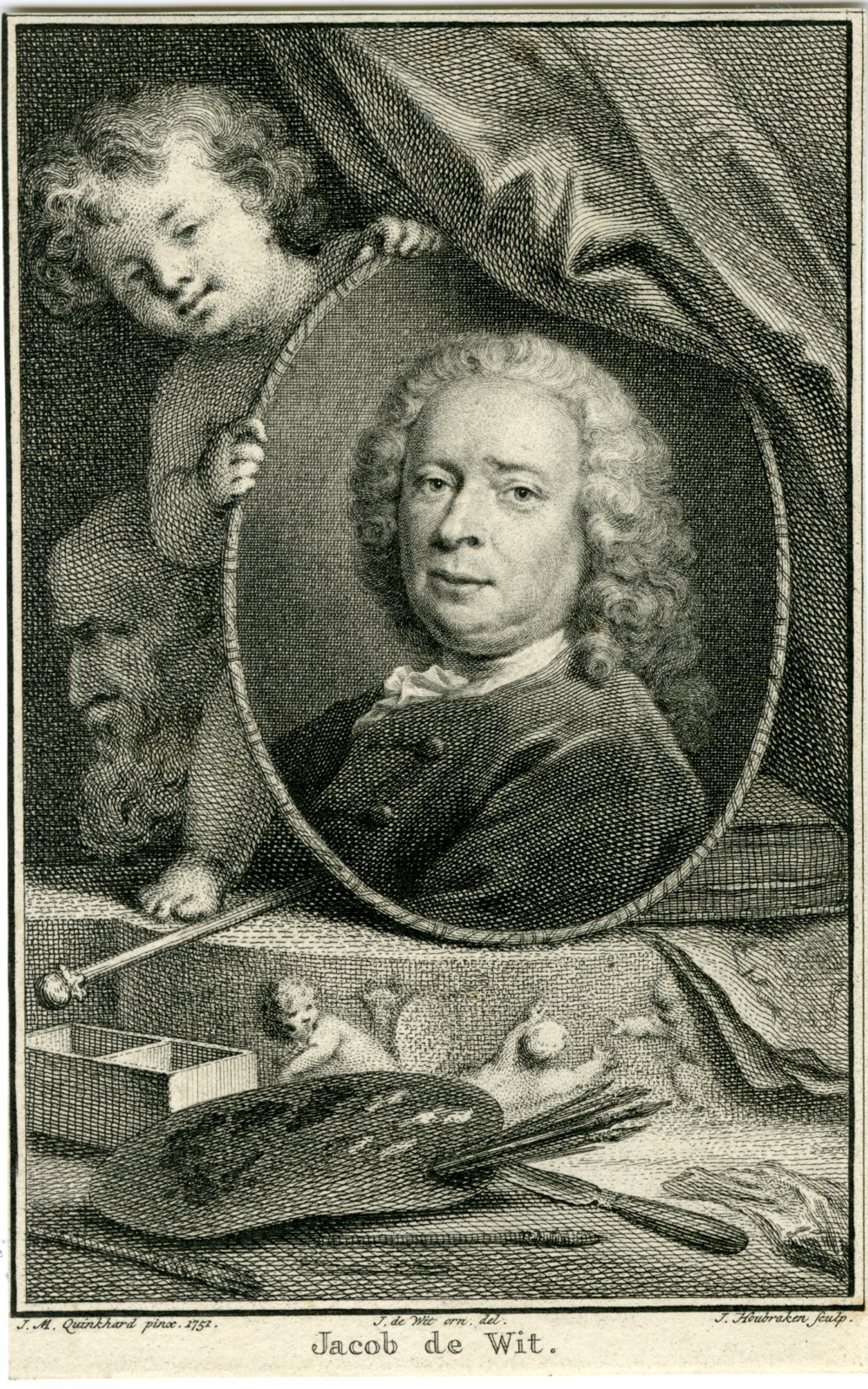 , Antique Print-PORTRAIT-JACOB-DE-WIT-Houbraken-Quinkhardt-1751, Pictura Antique Prints