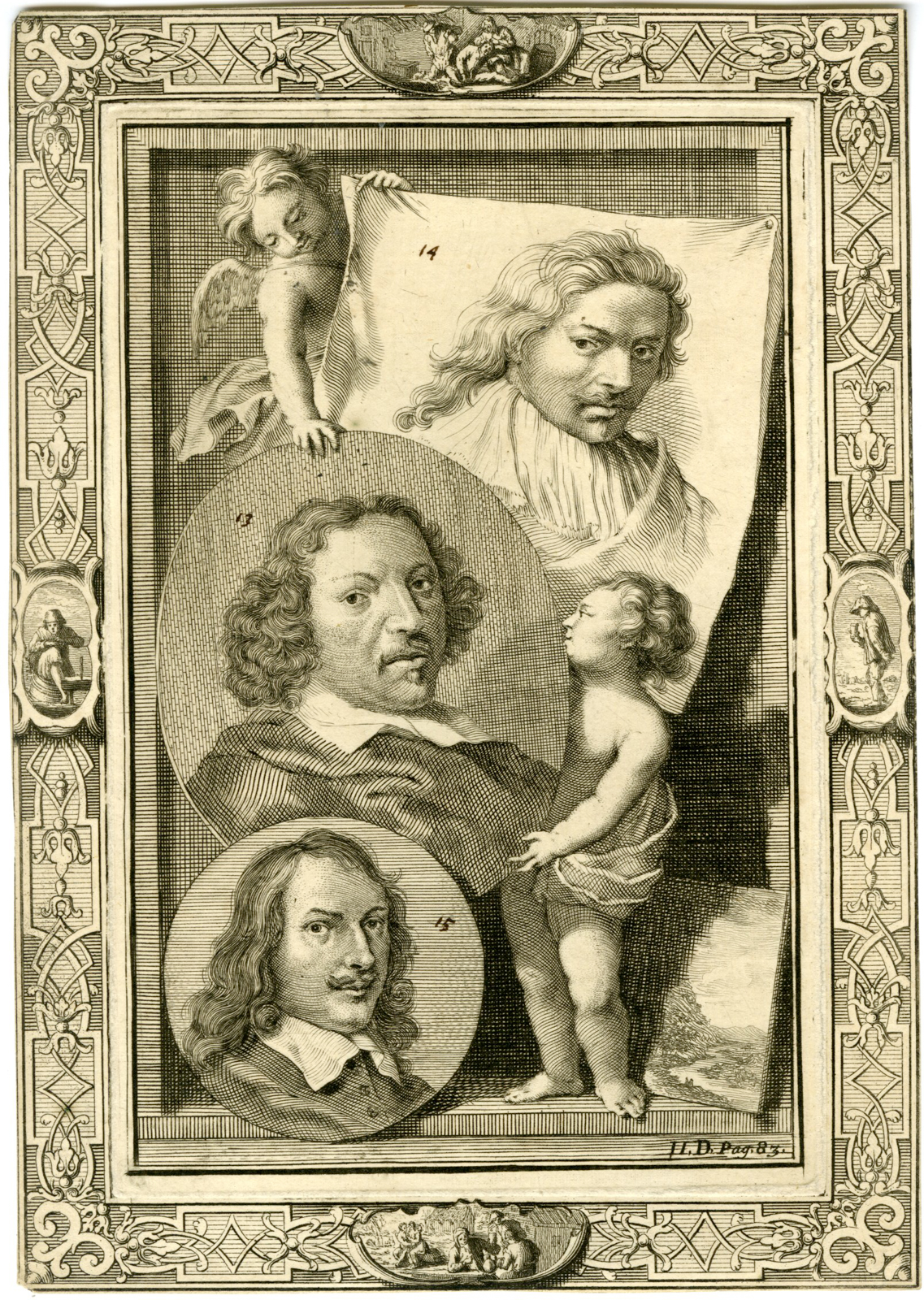 , Antique Print-PORTRAIT-HERMAN-CORNELIS-SAFTLEVEN-DAVID-TENIERS-Houbraken-1719, Pictura Antique Prints