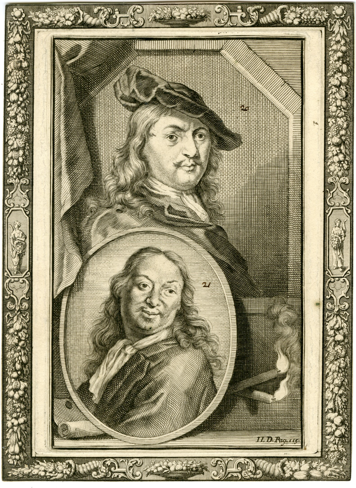 , Antique Print-PORTRAIT-GERARD-DOU-BARTHOLOMEUS-VAN-DER-HELST-Houbraken-1719, Pictura Antique Prints