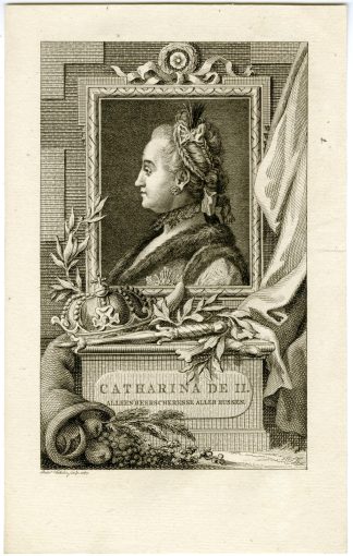 Antique Print-PORTRAIT-CATHERINE-II-GREAT-Vinkeles-1787