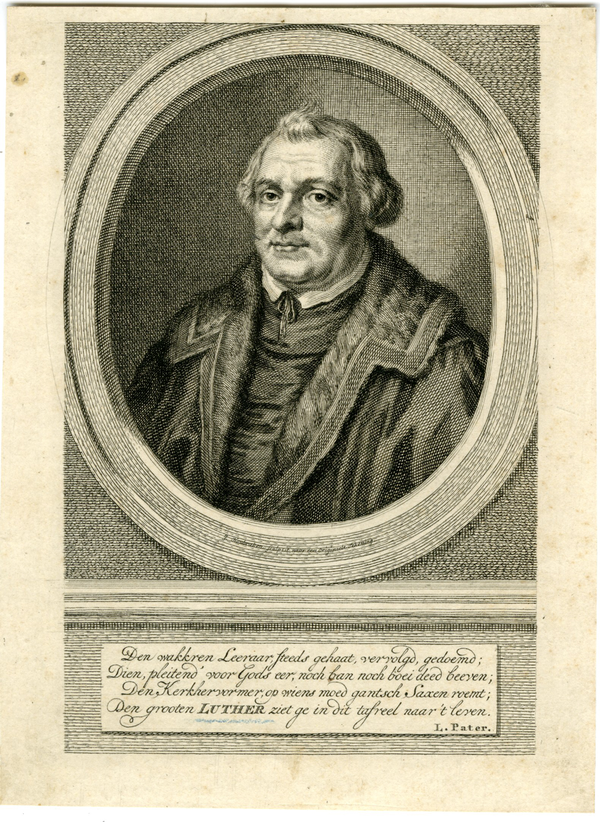 , Antique Print-PORTRAIT-MARTIN-LUTHER-TEACHER-Houbraken-c. 1780, Pictura Antique Prints