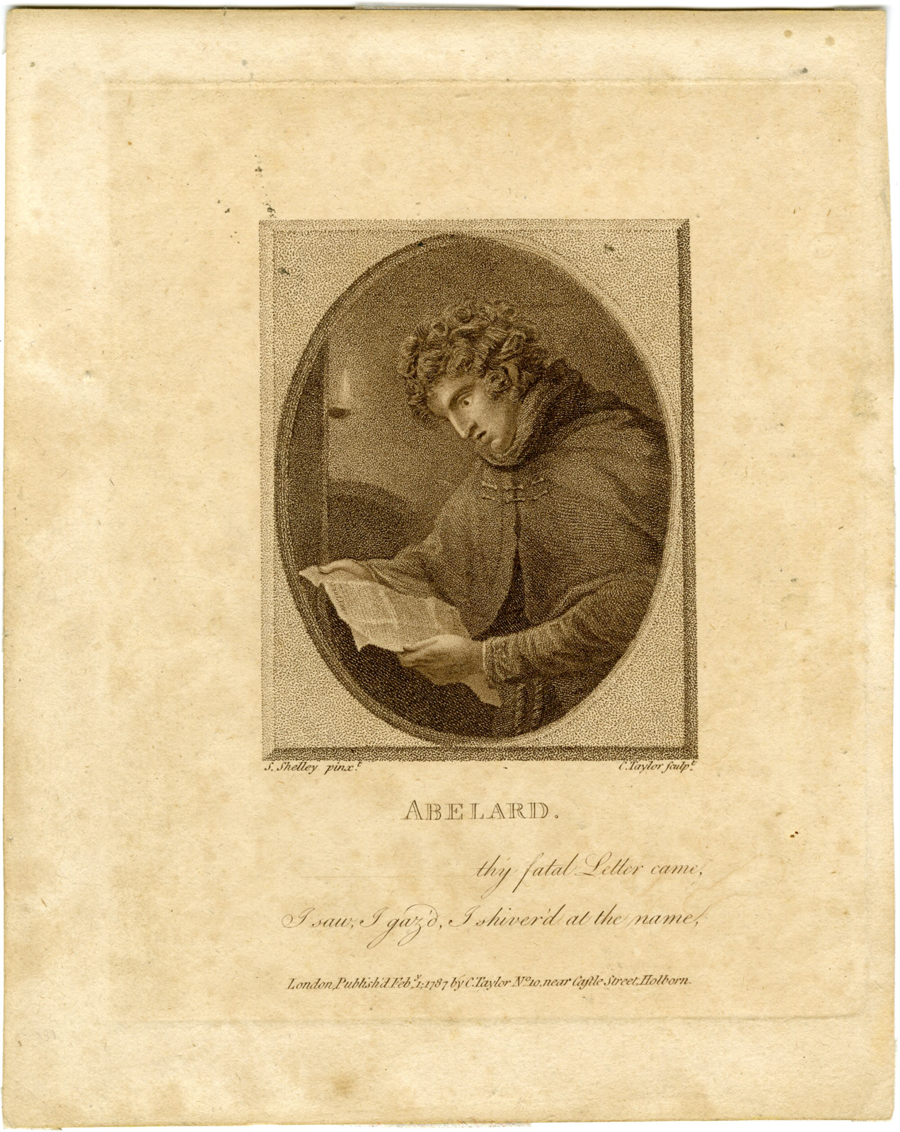 , Antique Print-PORTRAIT-ABELARD-Taylor-Shelley-1787, Pictura Antique Prints