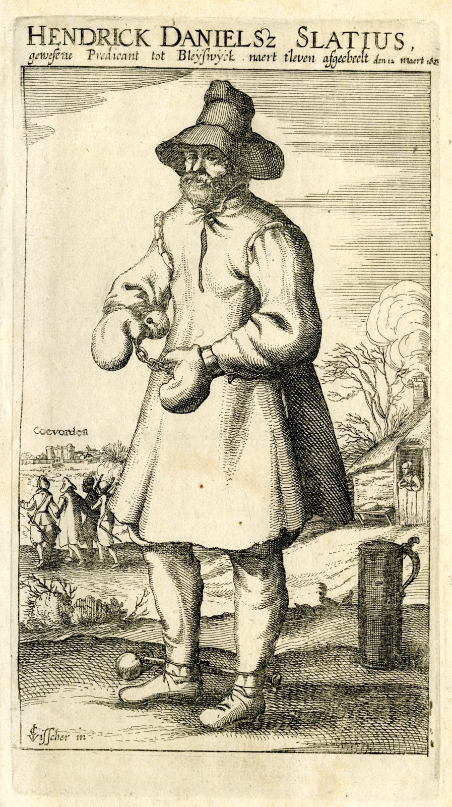 , Antique Print-PORTRAIT-HENDRICK DANIELSZ SLATIUS-COEVORDEN-Visscher-1623, Pictura Antique Prints