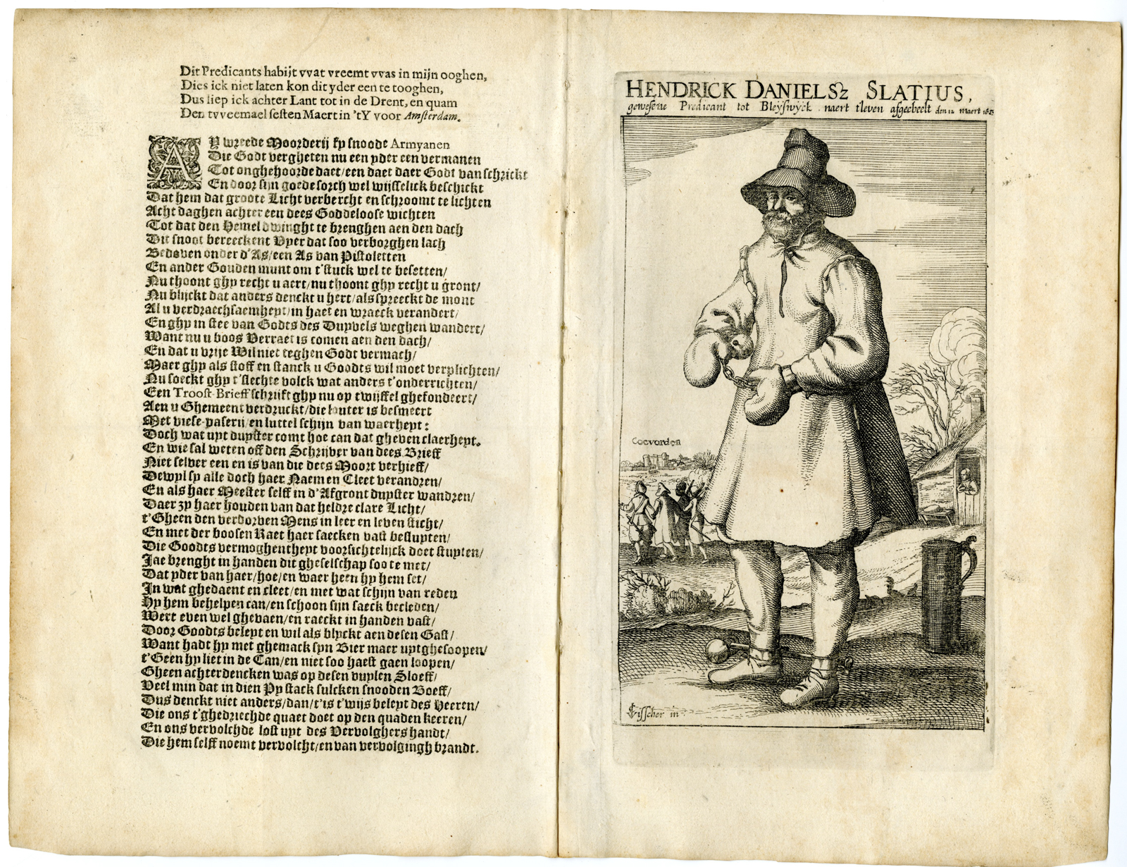 , Antique Print-PORTRAIT-HENDRICK DANIELSZ SLATIUS-COEVORDEN-Visscher-1623, Pictura Antique Prints