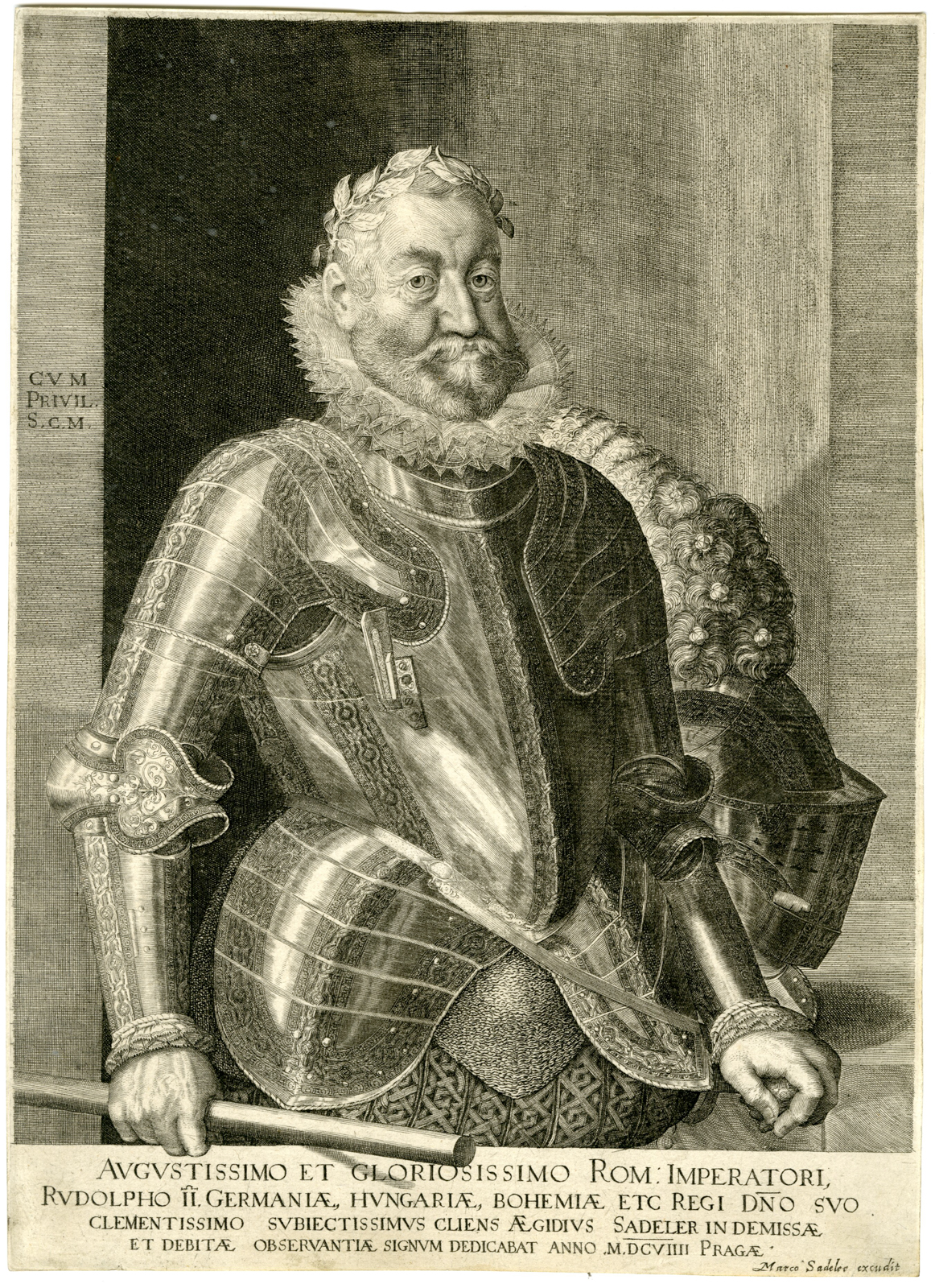 , Antique Print-PORTRAIT-RUDOLF II-HABSBURG-Sadeler-1609, Pictura Antique Prints