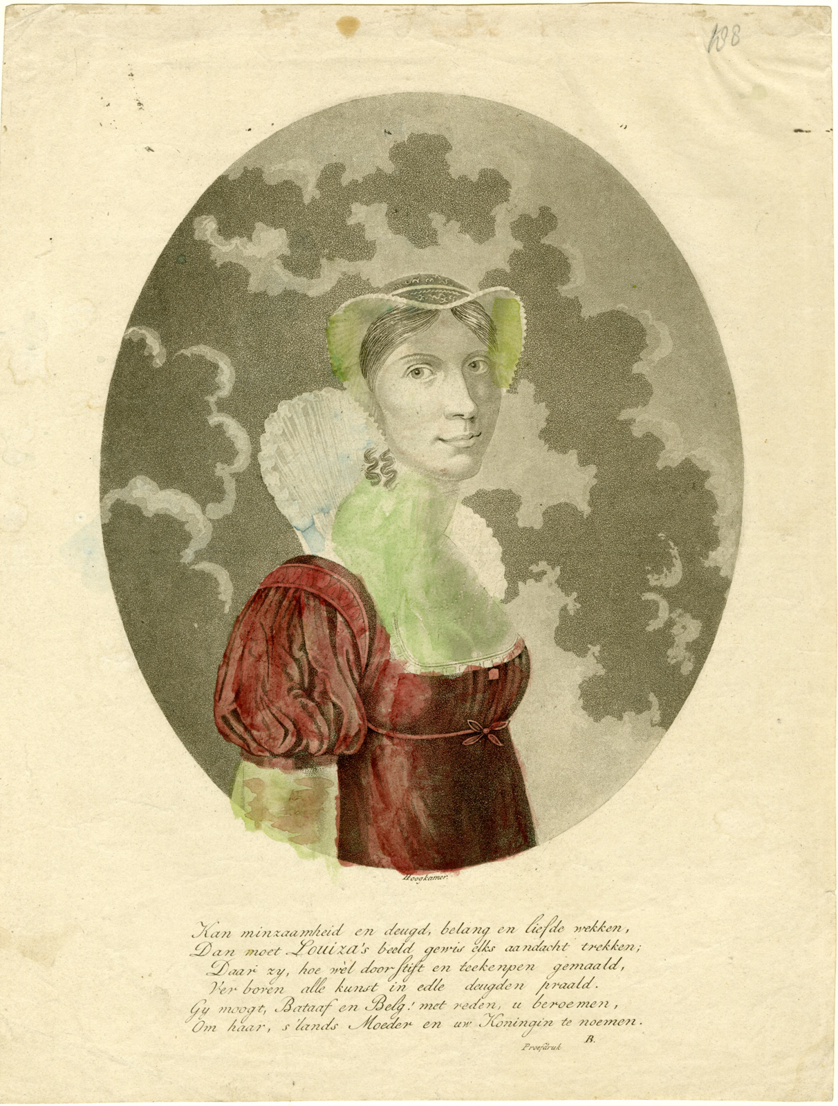 , Antique Print-PORTRAIT-WILHELMINA FREDERICA LOUISA-Hoogkamer-1815 – 1834, Pictura Antique Prints