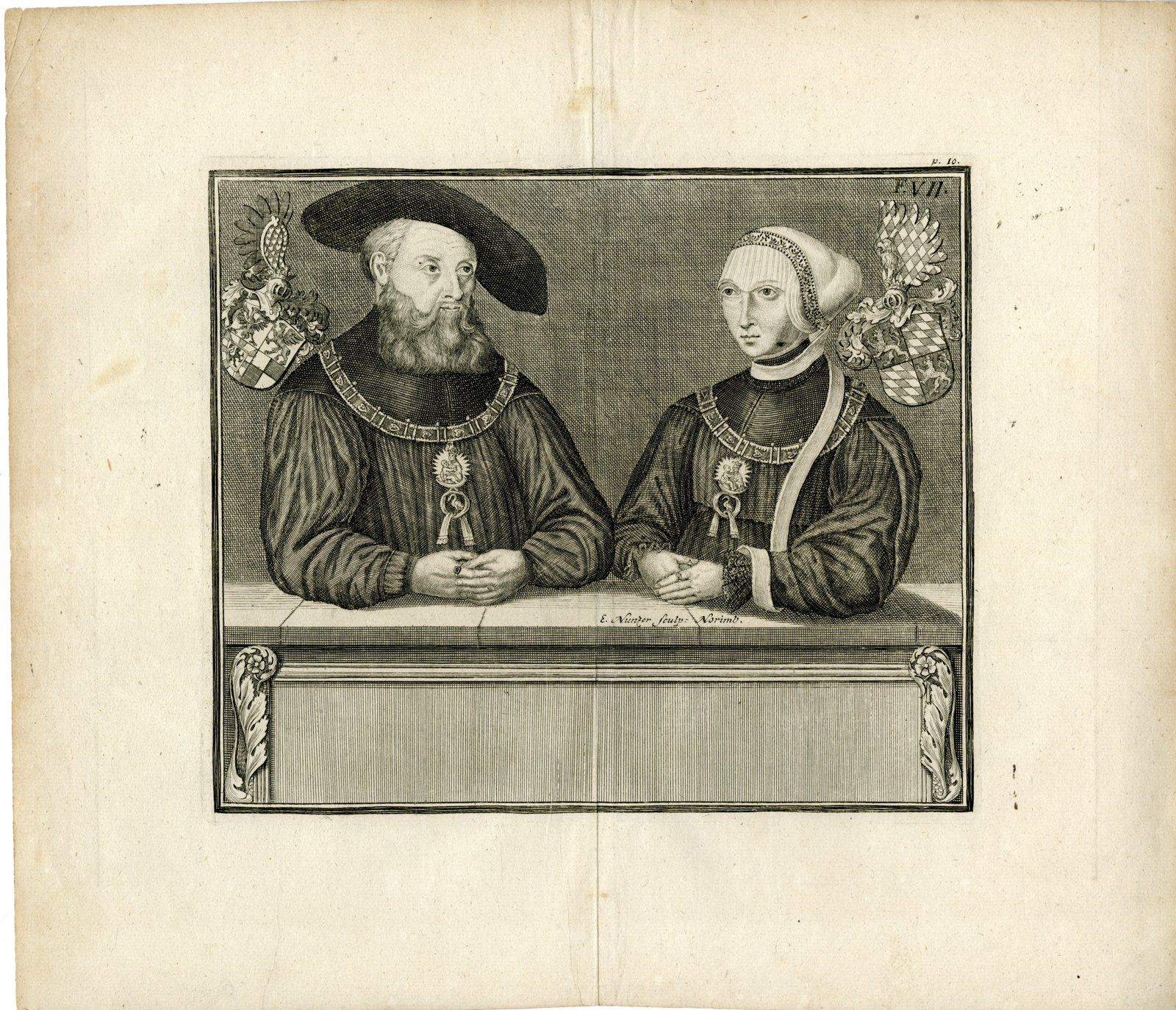, Antique Print-PORTRAIT-CASIMIR-SUSANNA OF BAVARIA-Nunzer-c.1700-33, Pictura Antique Prints