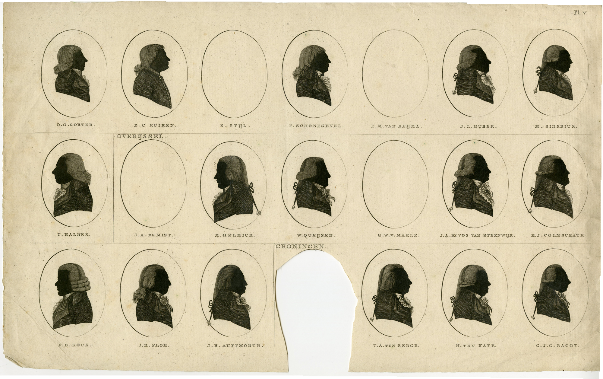 , Antique Print-PORTRAIT-ASSEMBLY-BATAVIAN REPUBLIC-SILHOUETTE-Anonymous-1799, Pictura Antique Prints