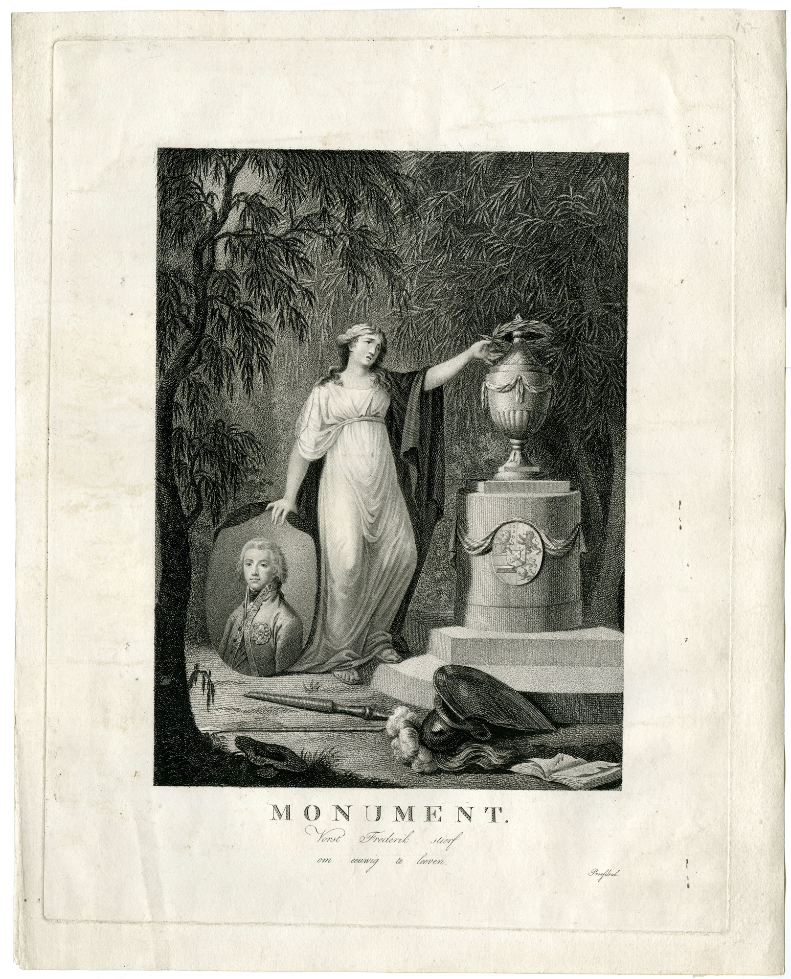 , Antique Print-PORTRAIT-MONUMENT-FREDERIK-ORANGE-NASSAU-Lemmink-1806, Pictura Antique Prints