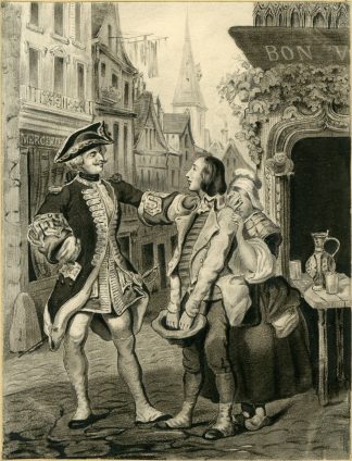 Antique Print-18TH-CENTURY-CLOTHING-ARCHITECTURE-TWO-GENTLEMEN-Chantal-1840