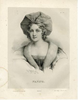 Antique Print-PORTRAIT-FASHION-LADY-ALPHABAT-NANINE-Lemercier-Grevedon-c.1830