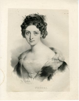 Antique Print-PORTRAIT-FASHION-LADY-ALPHABAT-FOEDORA-Lemercier-Grevedon-c.1830