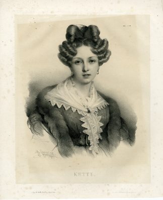 Antique Print-PORTRAIT-FASHION-LADY-ALPHABET-KETTY-Lemercier-Grevedon