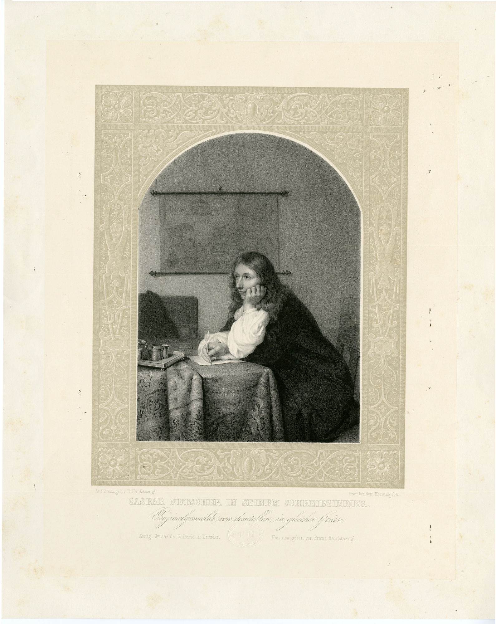 , Antique Print-PORTRAIT-CASPAR NETSCHER-Hanfstaengl-Netscher-c.1845, Pictura Antique Prints