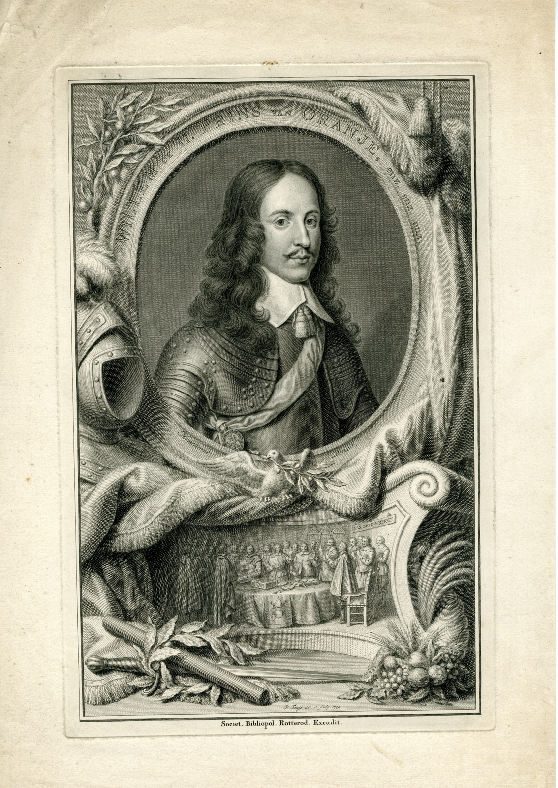, Antique Print-PORTRAIT-WILLIAM II-PRINCE OF ORANGE-Tanje-van Honthorst-1749, Pictura Antique Prints