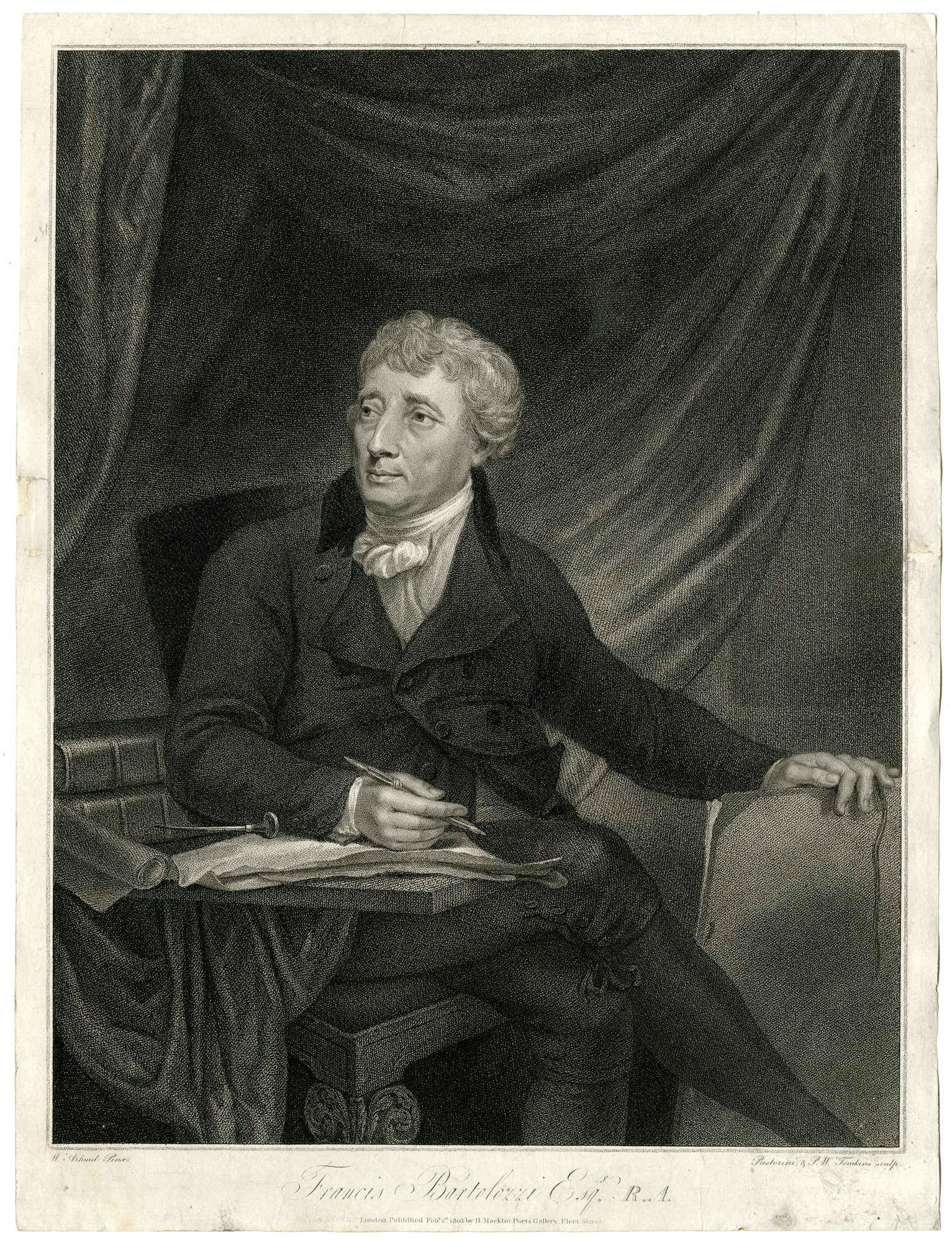 , Antique Print-PORTRAIT-FRANCESCO BARTOLOZZI-Tomkins-Artaud-1803, Pictura Antique Prints