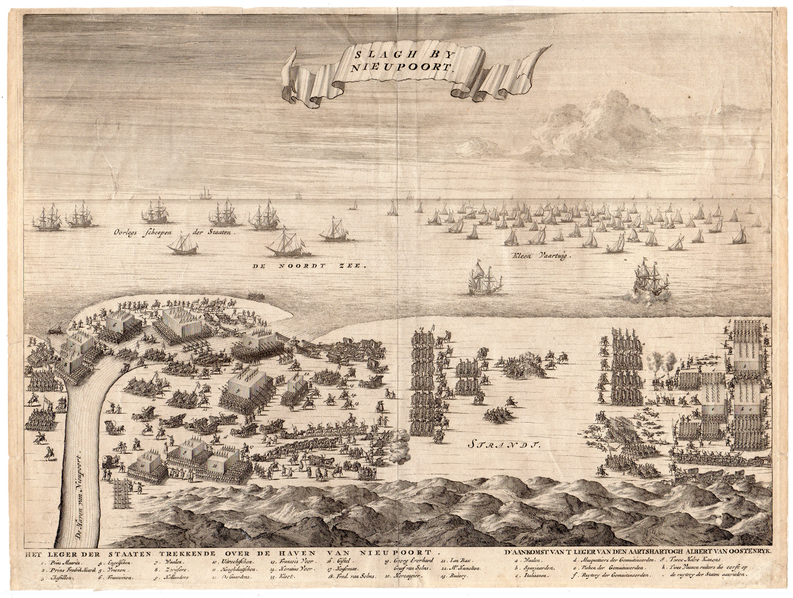 , Antique Print-BATTLE OF NIEUWPOORT-WAR-BELGIUM-Anonymous-ca 1725, Pictura Antique Prints