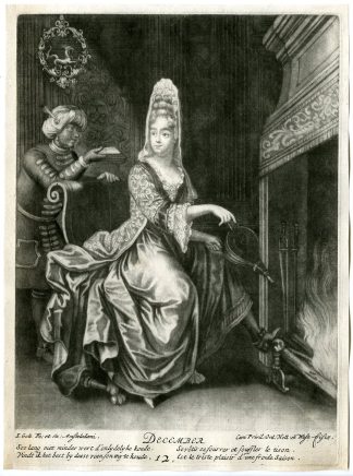 Antique Master Print-MONTHS-YEAR-METAPHORIC-DECEMBER-Gole-1695-1724