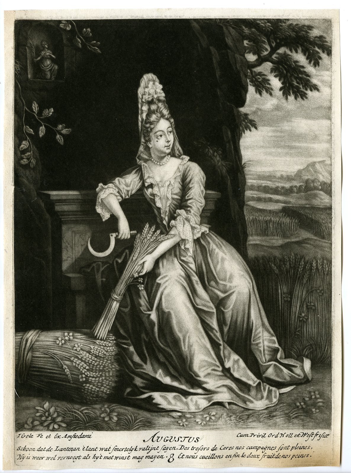 , Antique Master Print-MONTHS-YEAR-METAPHORIC-AUGUST-Gole-1695-1724, Pictura Antique Prints