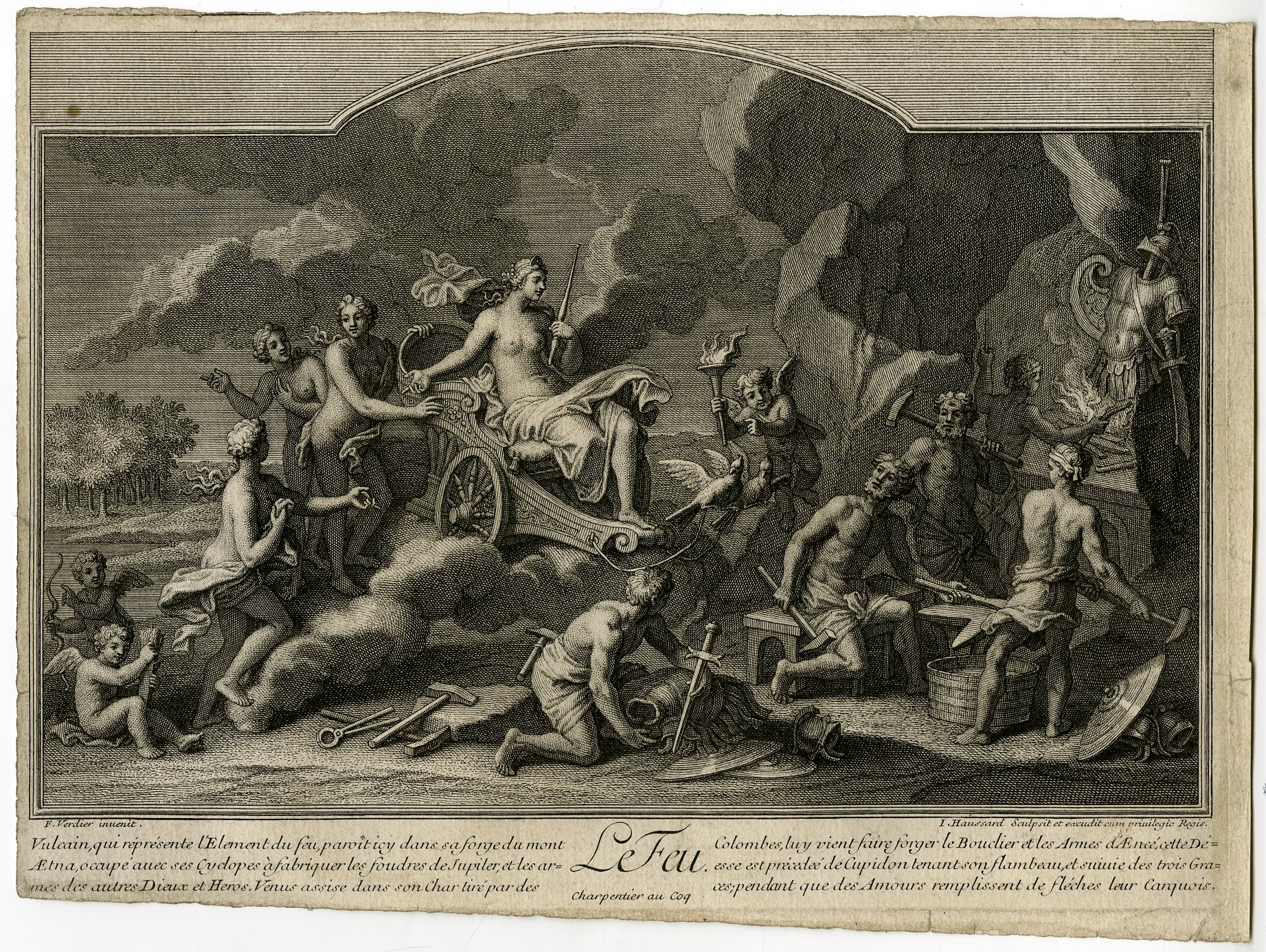 , Antique Master Print-CERES-BACCHUS-VENUS-FEU-FIRE-Haussard-Verdier-c.1730, Pictura Antique Prints