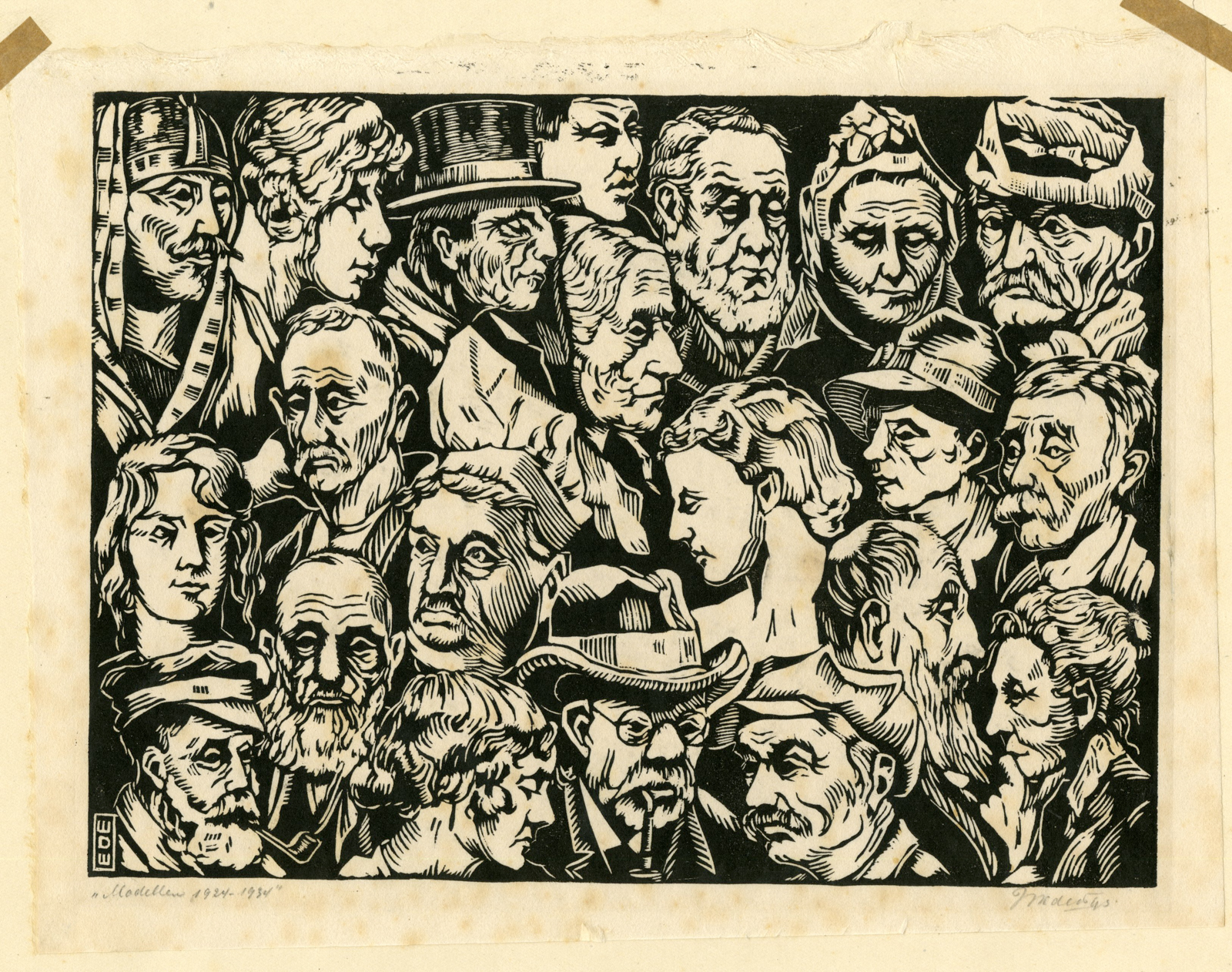 , Antique Print-MODELS-FACES-Anonymous-c.1934, Pictura Antique Prints