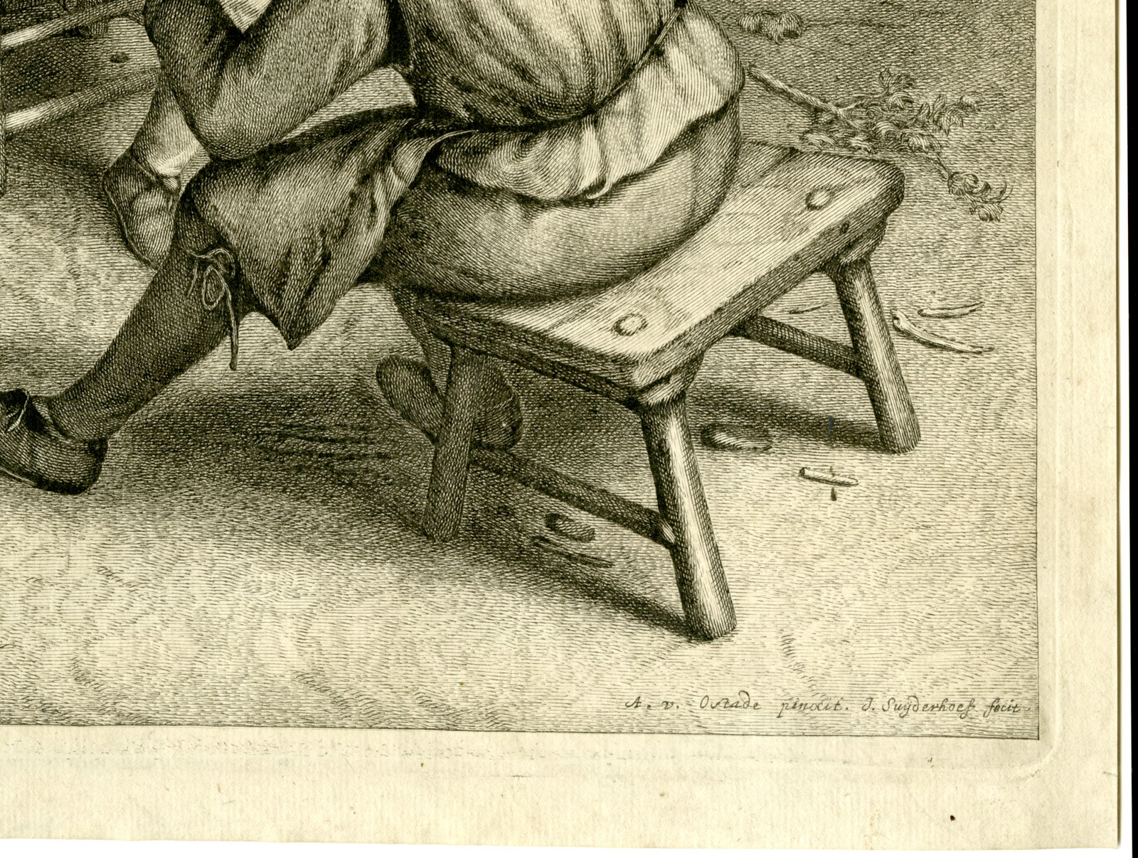 , Rare-Antique Master Print-FARMERS-INN-TAVERN-Suyderhoef-Van Ostade-1640-1680, Pictura Antique Prints
