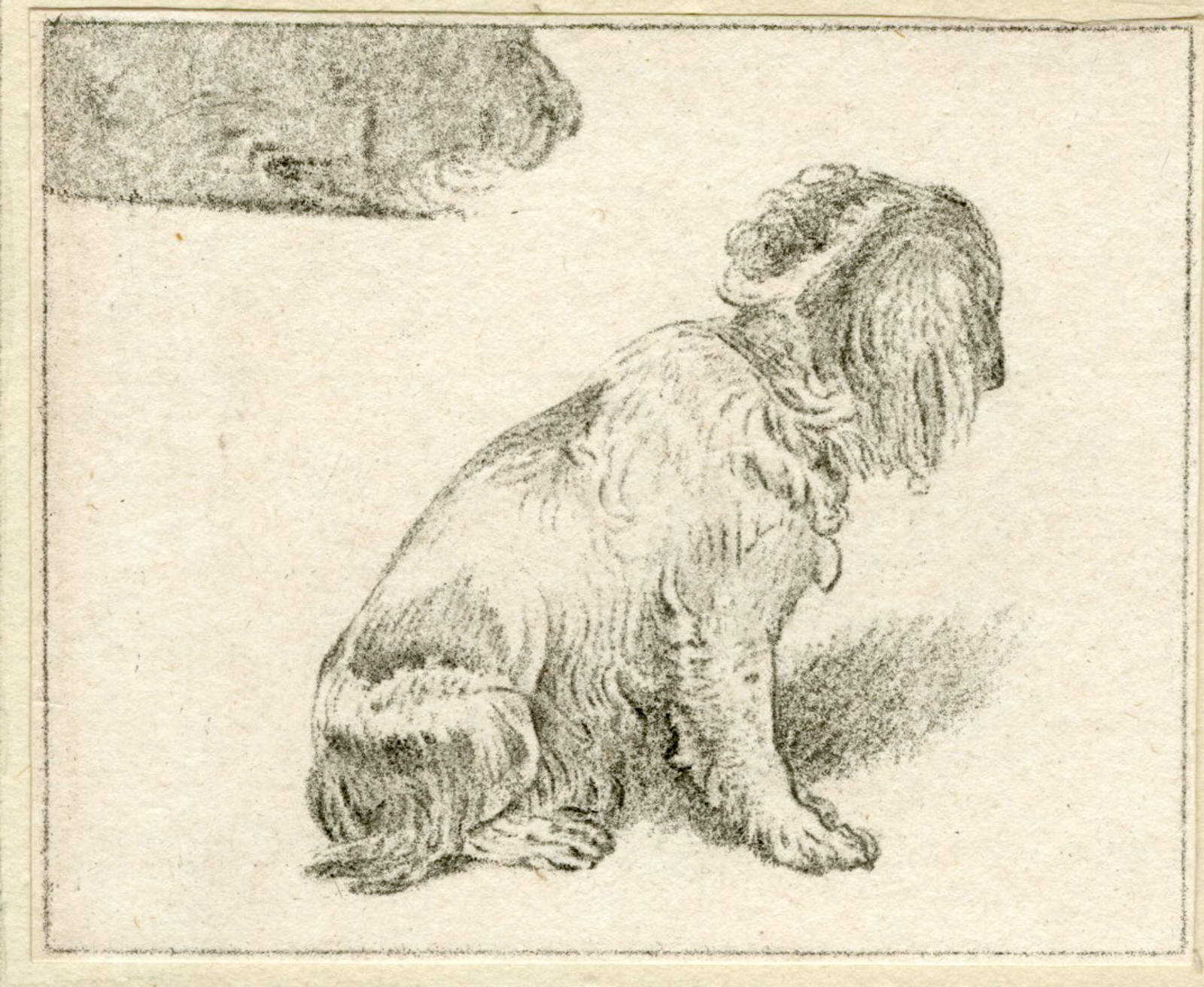 , 2-Antique Master Prints-DOG-LYING-SEATED-Brouwer and Van Amstel-Van Mieris-1777, Pictura Antique Prints