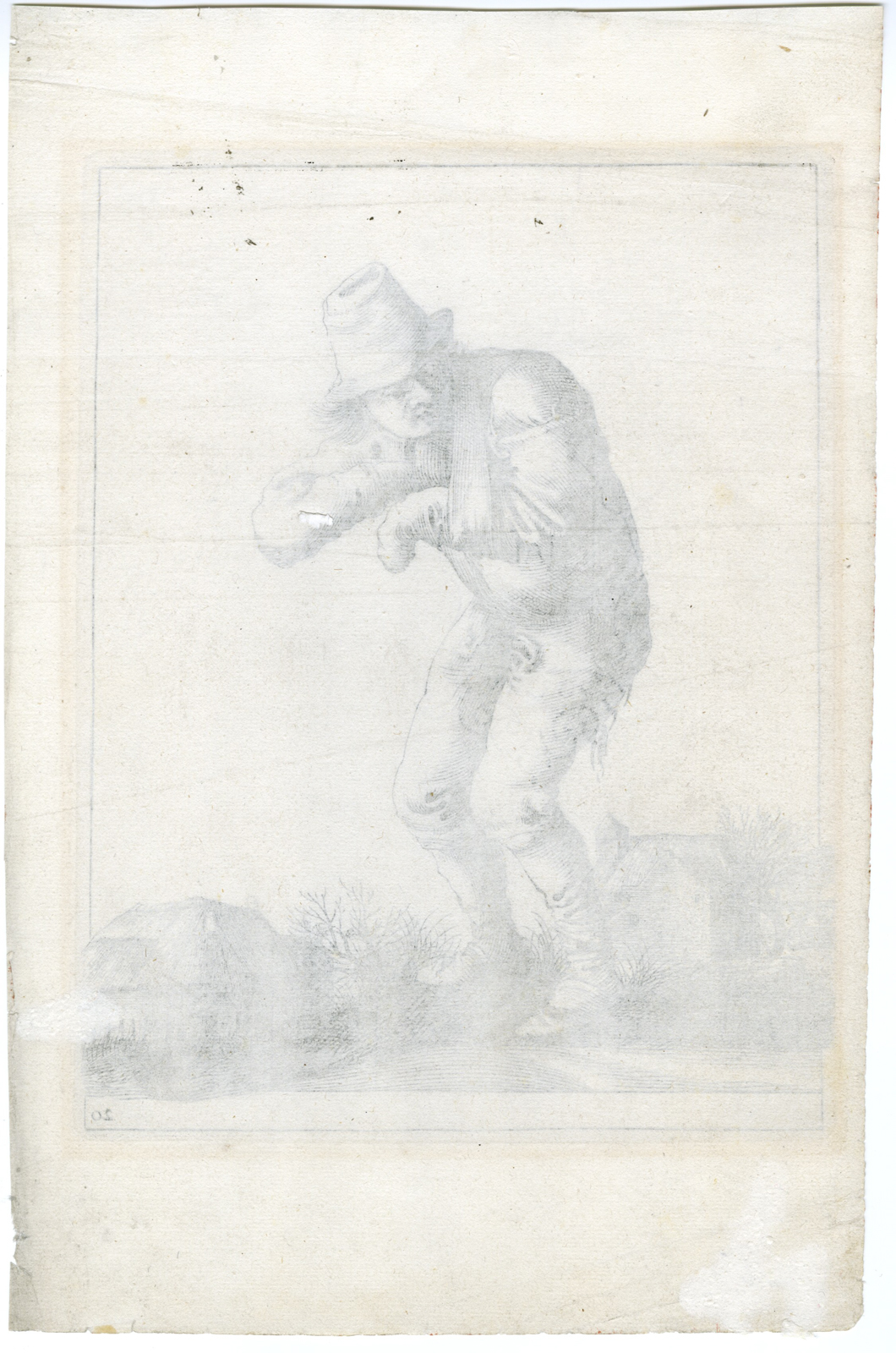 , Antique Master Print-TRAMP WITH SLING-Quast-c.1634-1638, Pictura Antique Prints