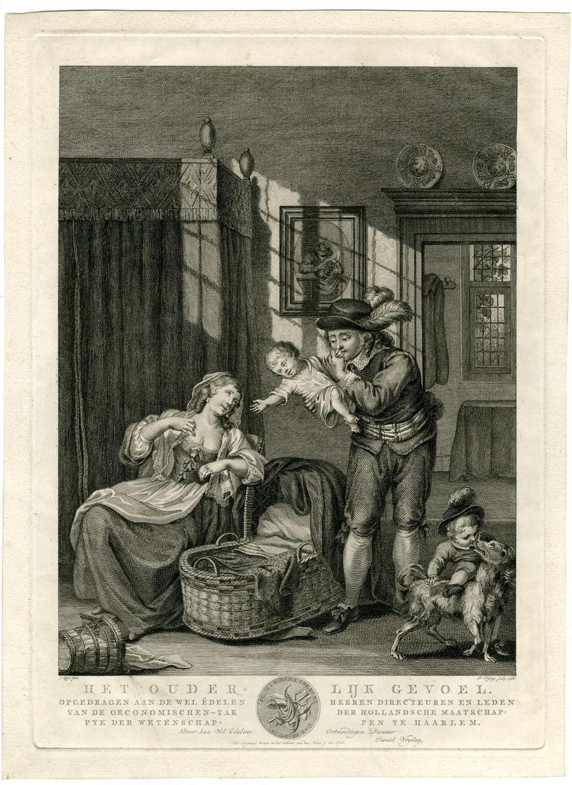, Antique Master Print-FAMILY-PARENTS-CHILDREN-DOG-Vrijdag-Buys-1788, Pictura Antique Prints