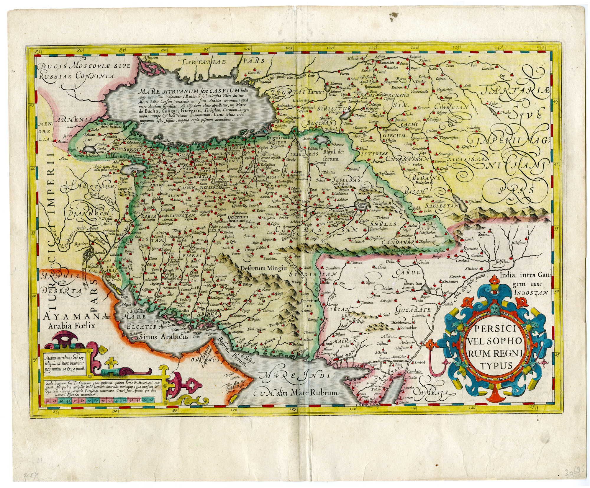 , Antique Map-PERSIA-MIDDLE EAST-IRAQ-ARMENIA-AFGHANISTAN-Hondius-Mercator-1633, Pictura Antique Prints