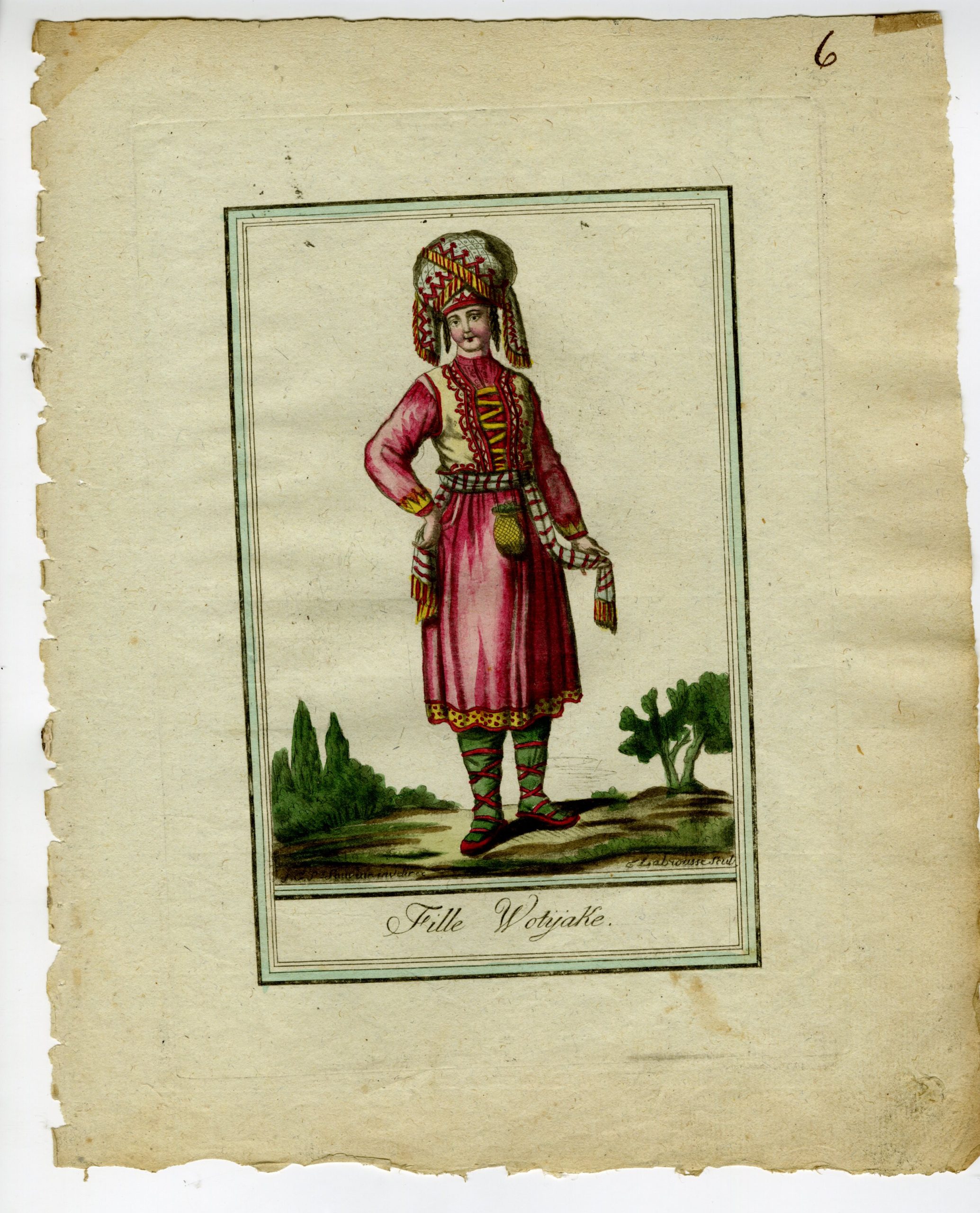 , 2-Antique Prints-VOTYAK-WOMAN-GIRL-TRADITIONAL-COSTUME-Labrousse-Grasset-1797, Pictura Antique Prints