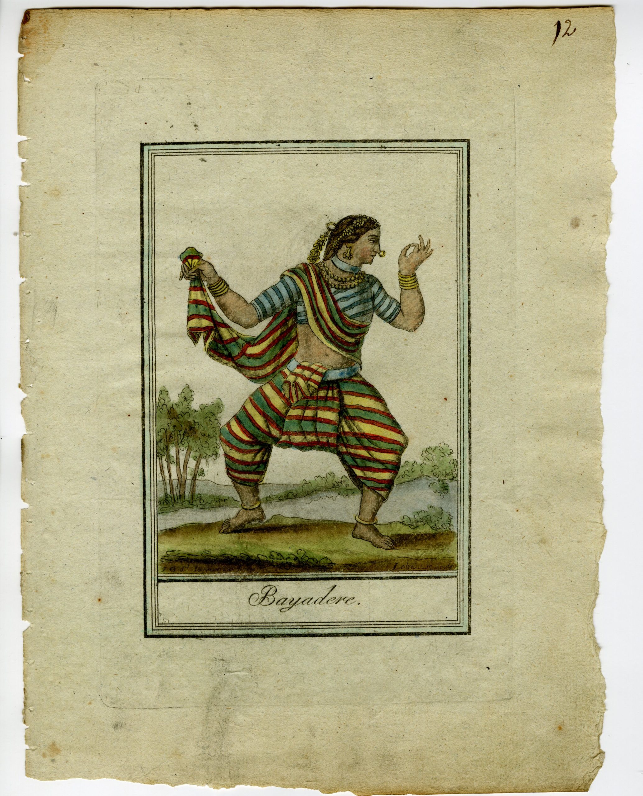 , Antique Print-BAYADERE-TEMPLE-DANCER-INDIAN-DANCE-Labrousse-Grasset-1797, Pictura Antique Prints