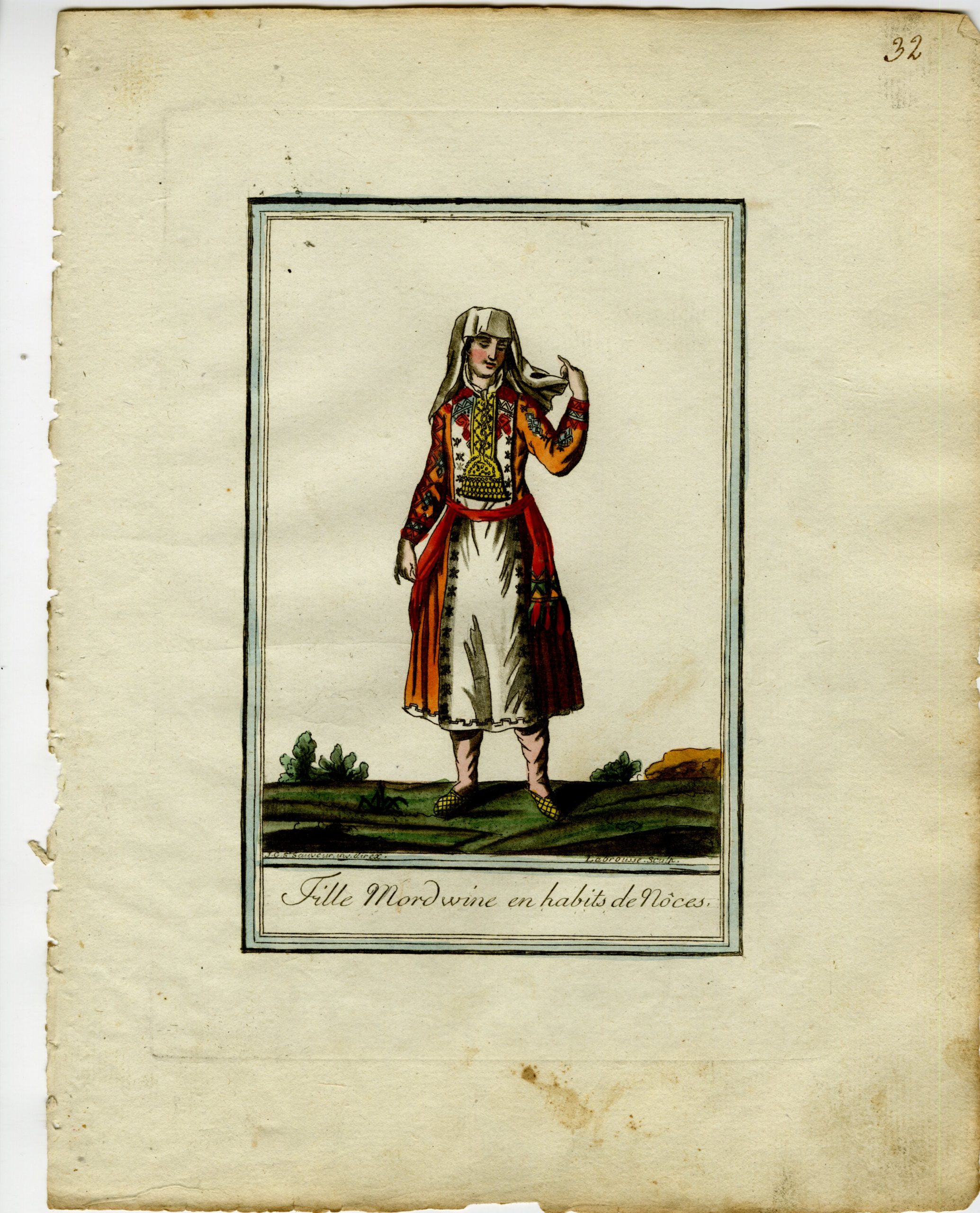 Pictura 02661 416x515 4-Antique Prints-MORDOVIAN-CULTURE-TRADITIONAL-ATTIRE-Labrousse-Grasset-1797 - Image 3