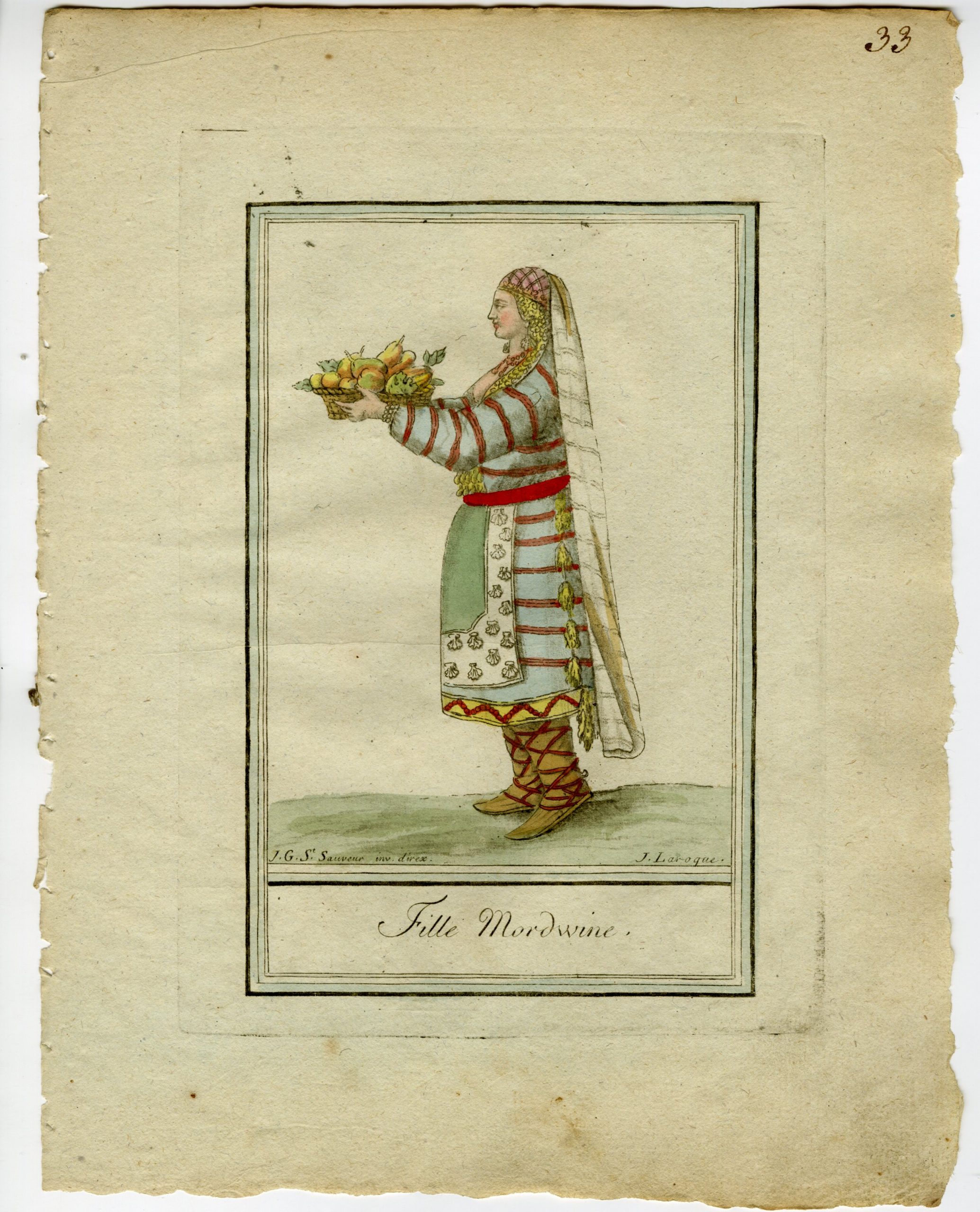 Pictura 02663 416x515 4-Antique Prints-MORDOVIAN-CULTURE-TRADITIONAL-ATTIRE-Labrousse-Grasset-1797 - Image 5